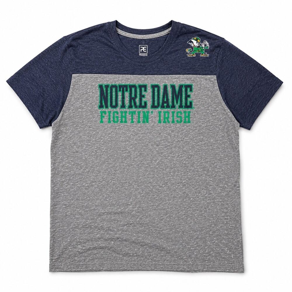 Notre Dame Fighting Irish Shirt Mens XL Gray Blue NCAA Tri Blend Tee Logo NCAA